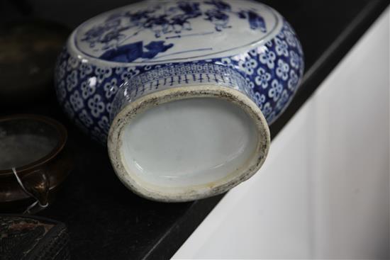 A large Chinese blue and white moon flask, late 19th century, 45cm